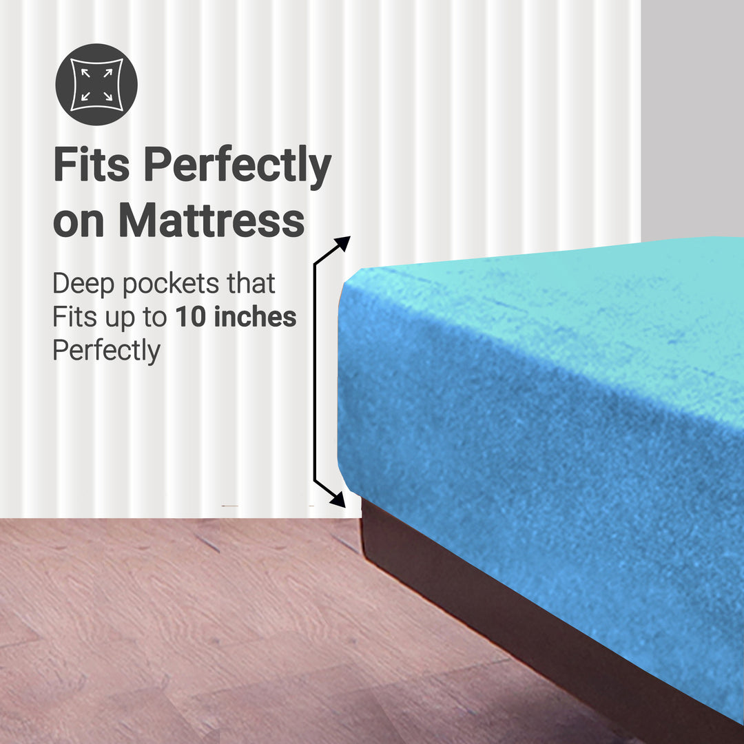 Fabrilore Terry Mattress Protector - Navy Blue