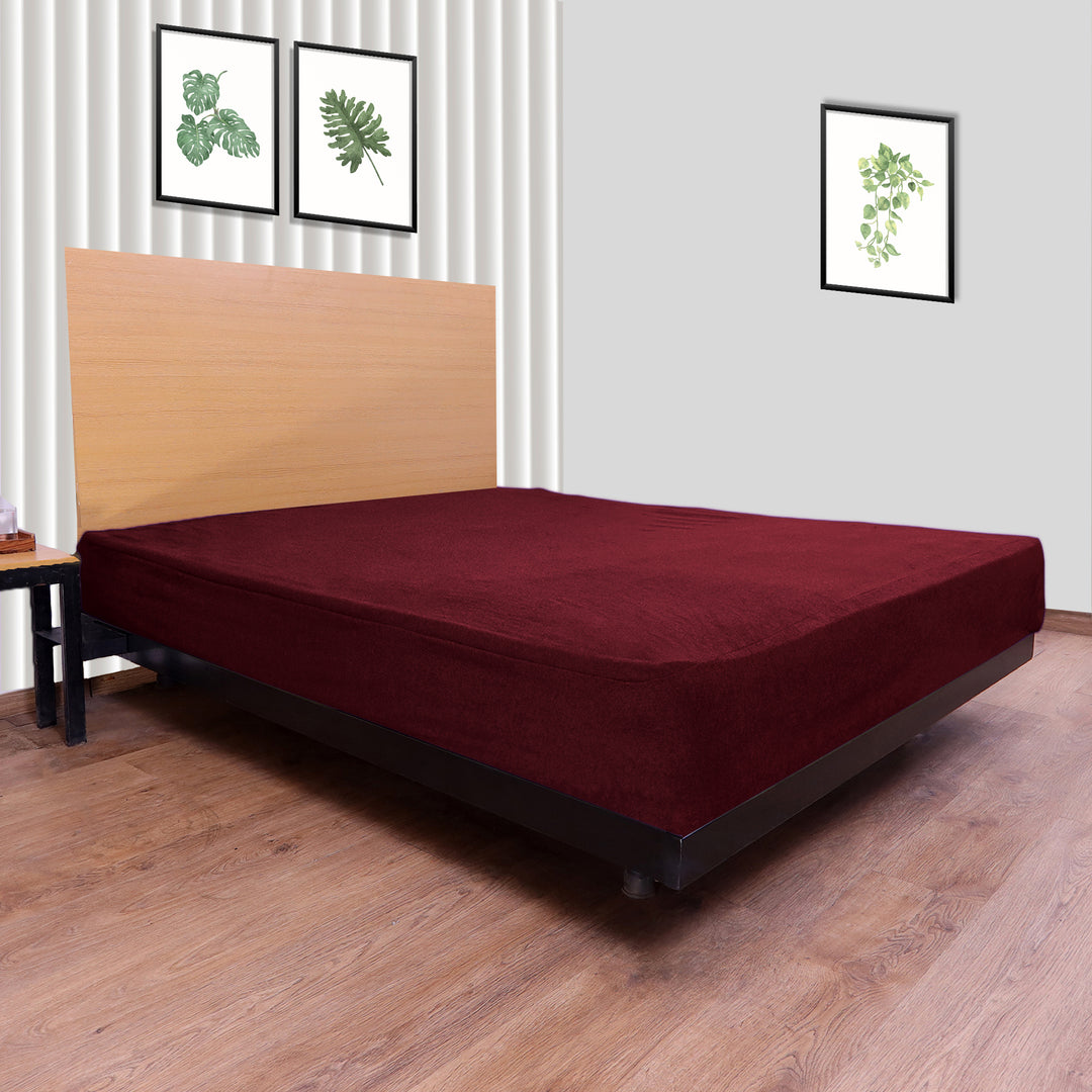 Fabrilore Terry Mattress Protector - Maroon