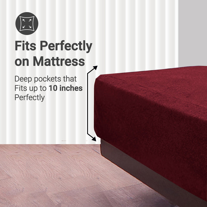 Fabrilore Terry Mattress Protector - Maroon